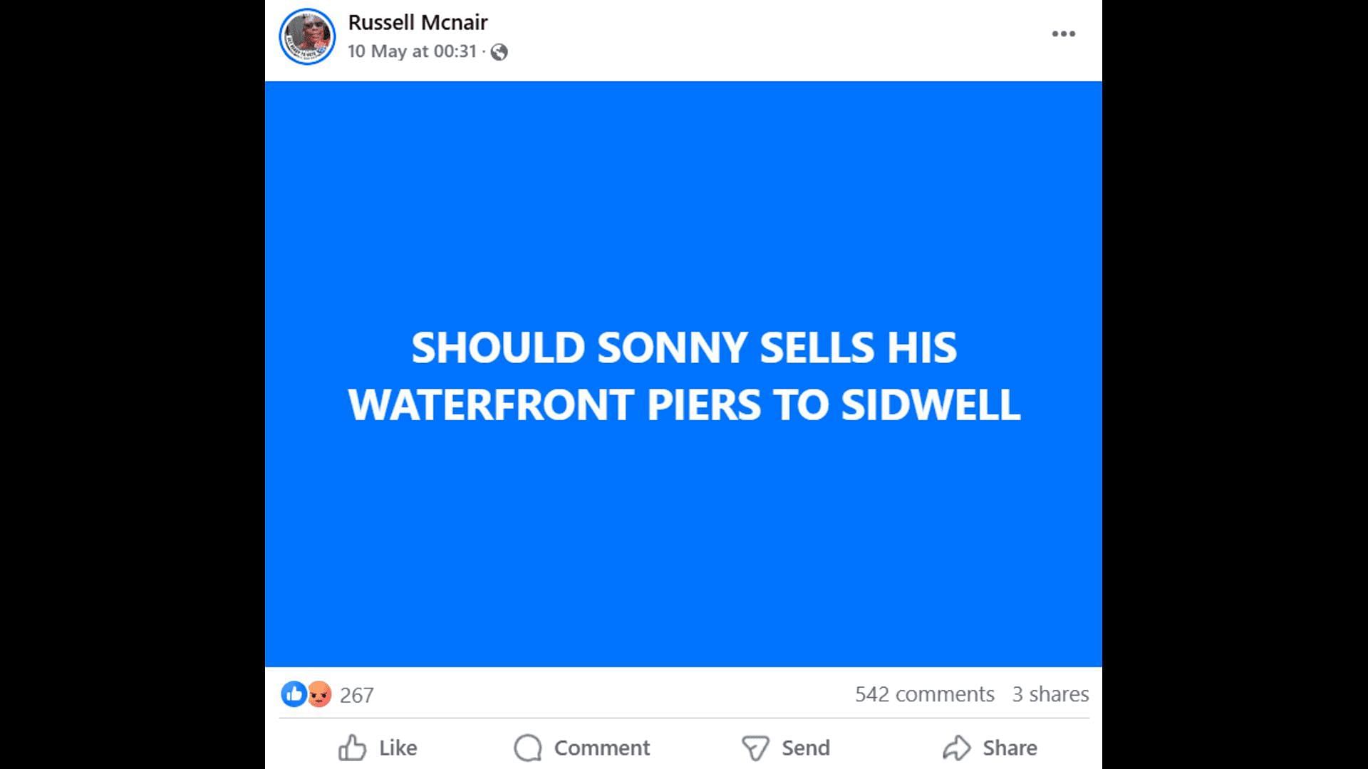 A Facebook post about Sonny (Image via Facebook/General Hospital Fans - Official)